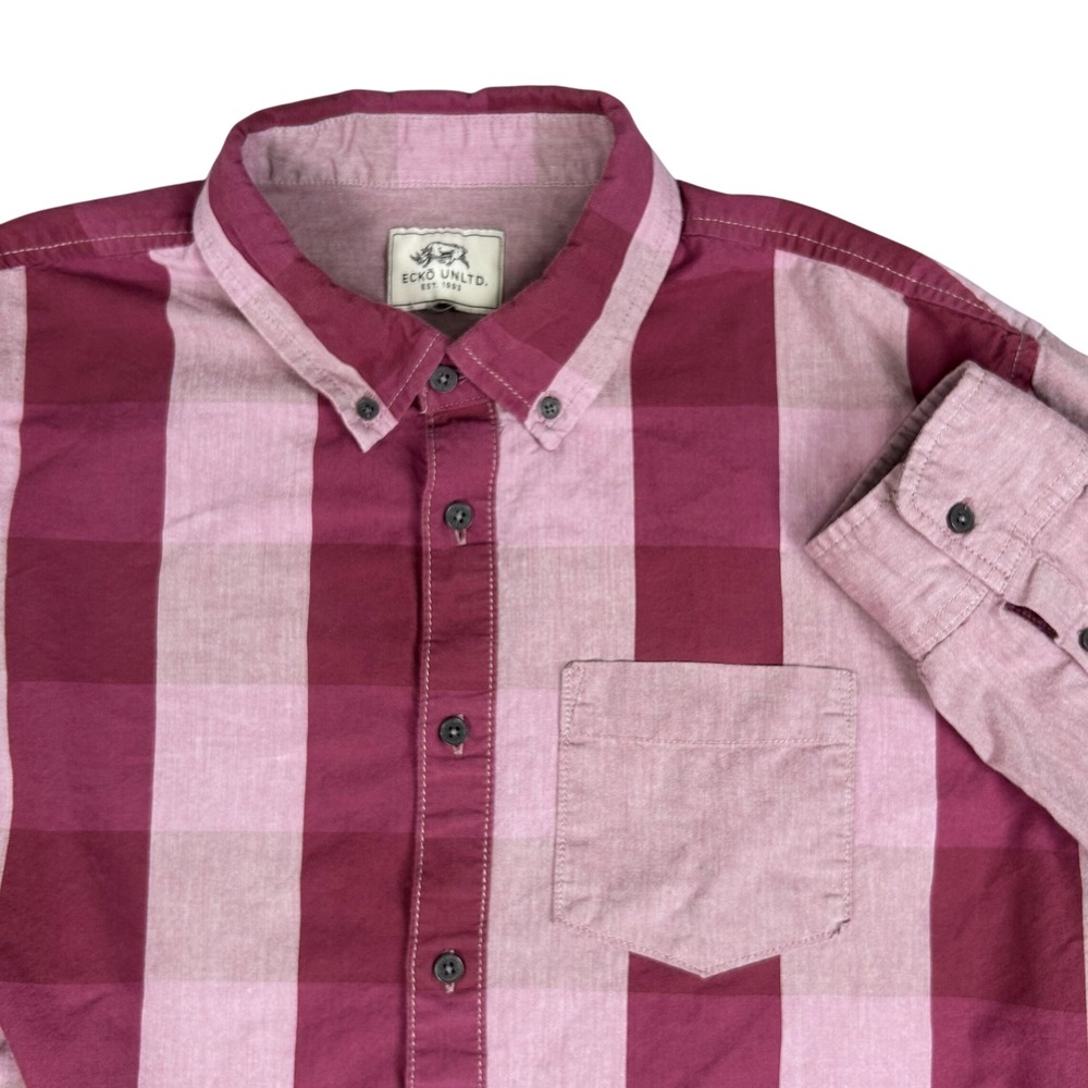 Ecko Unlimited Y2K Striped Shirt Men's Pink Button Down Skater Streetwear Large
